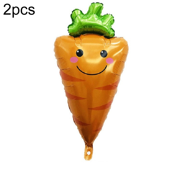 2 PCS Cartoon Vegetables and Fruits Aluminum Film Balloon Children Party Decoration Supplies Inflatable Toys, Strawberry, Broccoli, Grape, Carrot, Banana, Corn, Tomato, Orange