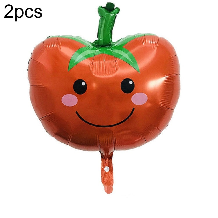 2 PCS Cartoon Vegetables and Fruits Aluminum Film Balloon Children Party Decoration Supplies Inflatable Toys, Strawberry, Broccoli, Grape, Carrot, Banana, Corn, Tomato, Orange