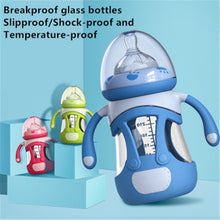 Load image into Gallery viewer, High Borosilicate Glass Baby Bottle with Silicone Sleeve, 240ml