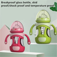 Load image into Gallery viewer, High Borosilicate Glass Baby Bottle with Silicone Sleeve, 240ml