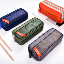Load image into Gallery viewer, Camouflage Pencilcase Nylon Canvas Double Zipper Pen Bag