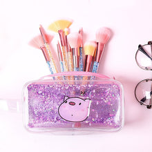 Load image into Gallery viewer, Cute PVC Pig Pattern Pencil Case Colorful Transparent Quicksand Girl Pen Bag Creative Stationery School Supplies