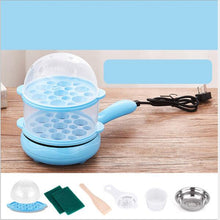 Load image into Gallery viewer, Multifunction Mini  Non-Stick Frying Pan Boiler Steamer Cooker Poached Eggpot, Yellow single frying pan + wooden shovel, Pink single frying pan + wooden shovel, Blue single frying pan + wooden shovel, Yellow single layer package + wooden shovel        ...