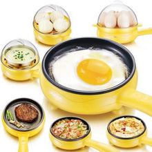 Load image into Gallery viewer, Multifunction Mini  Non-Stick Frying Pan Boiler Steamer Cooker Poached Eggpot, Yellow single frying pan + wooden shovel, Pink single frying pan + wooden shovel, Blue single frying pan + wooden shovel, Yellow single layer package + wooden shovel        ...