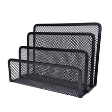 Load image into Gallery viewer, Mesh Letter Sorter Mail Document Tray Black Desk Office File Storage Rack, Mesh Letter Sorter