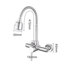 Load image into Gallery viewer, Stainless Steel Material Wall Mounted Kitchen Sink Mixer Faucet Free Rotation Hose Water Tap, Rotation Hose Water Tap