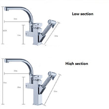 Load image into Gallery viewer, Kitchen Faucet Mixer Tap Single Handle Two Swivel Spouts Hot Cold Water Tap Pull Out Flushing Spray Tap, Low, Hight