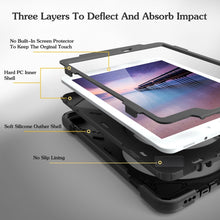 Load image into Gallery viewer, 360 Degree Rotation Silicone Protective Cover with Holder and Hand Strap and Long Strap, for iPad 9.7 (2017) &amp; (2018), for iPad Pro 9.7, for iPad 6 / iPad Air 2, for iPad 5 / iPad Air, for iPad Pro Air 3 10.5 （2019）, for iPad Pro 12.9 (2018)           ...