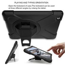 Load image into Gallery viewer, 360 Degree Rotation Silicone Protective Cover with Holder and Hand Strap and Long Strap, for iPad 9.7 (2017) &amp; (2018), for iPad Pro 9.7, for iPad 6 / iPad Air 2, for iPad 5 / iPad Air, for iPad Pro Air 3 10.5 （2019）, for iPad Pro 12.9 (2018)           ...