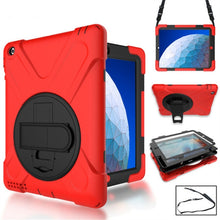 Load image into Gallery viewer, 360 Degree Rotation Silicone Protective Cover with Holder and Hand Strap and Long Strap, for iPad 9.7 (2017) &amp; (2018), for iPad Pro 9.7, for iPad 6 / iPad Air 2, for iPad 5 / iPad Air, for iPad Pro Air 3 10.5 （2019）, for iPad Pro 12.9 (2018)           ...