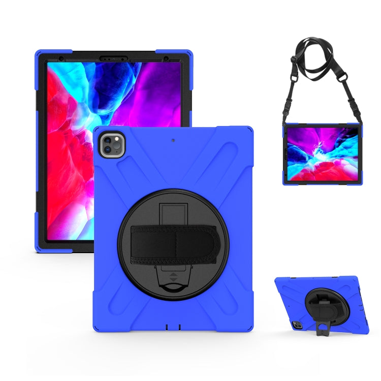 360 Degree Rotation Silicone Protective Cover with Holder and Hand Strap and Long Strap, for iPad 9.7 (2017) & (2018), for iPad Pro 9.7, for iPad 6 / iPad Air 2, for iPad 5 / iPad Air, for iPad Pro Air 3 10.5 （2019）, for iPad Pro 12.9 (2018)           ...