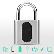 Load image into Gallery viewer, USB Rechargeable Door Lock Fingerprint Padlock Quick Unlock Security Keyless Smart Metal Lock, Keyless Smart Metal Lock