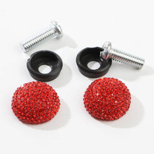 Load image into Gallery viewer, Car License Plate Modification Screw Cap Diamond-encrusted Solid Seal Anti-theft Screws, White, Pink, Black, Red, Lake Blue, Green, Bright Black
