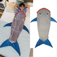 Load image into Gallery viewer, Winter Shark Mermaid Sleeping Blanket Sleeping Swaddle Soft Wool Children Sleeping Bag, Shark Sleeping Blanket