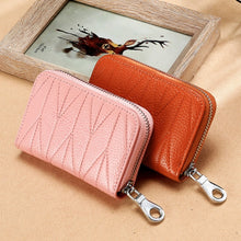 Load image into Gallery viewer, Multi-card Zipper Card Bit Card Small Purse Simple Organ Card Package, Peach Pollen, Wine Red, Navy Blue, Black, Light Purple, Sky Blue, Brown