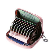 Load image into Gallery viewer, Multi-card Zipper Card Bit Card Small Purse Simple Organ Card Package, Peach Pollen, Wine Red, Navy Blue, Black, Light Purple, Sky Blue, Brown