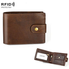 Load image into Gallery viewer, Crazy Horse Pattern Multi-bit Leather Card Bag Anti-magnetic RFID Men Wallet, RFID Men Wallet
