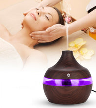 Load image into Gallery viewer, 300ML Waterdrop Shape USB Wood Grain Aromatherapy Air Purifier Mute Humidifier, Deep Wood Grain, Light Wood Grain