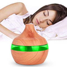 Load image into Gallery viewer, 300ML Waterdrop Shape USB Wood Grain Aromatherapy Air Purifier Mute Humidifier, Deep Wood Grain, Light Wood Grain