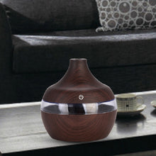 Load image into Gallery viewer, 300ML Waterdrop Shape USB Wood Grain Aromatherapy Air Purifier Mute Humidifier, Deep Wood Grain, Light Wood Grain