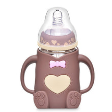 Load image into Gallery viewer, Baby Silicone Glass Bottles Drop-proof and Flatulence-proof Glass Baby Bottle