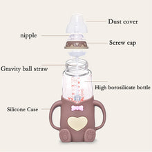 Load image into Gallery viewer, Baby Silicone Glass Bottles Drop-proof and Flatulence-proof Glass Baby Bottle