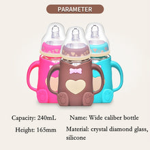 Load image into Gallery viewer, Baby Silicone Glass Bottles Drop-proof and Flatulence-proof Glass Baby Bottle
