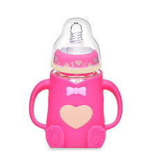 Load image into Gallery viewer, Baby Silicone Glass Bottles Drop-proof and Flatulence-proof Glass Baby Bottle