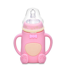 Load image into Gallery viewer, Baby Silicone Glass Bottles Drop-proof and Flatulence-proof Glass Baby Bottle