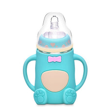 Load image into Gallery viewer, Baby Silicone Glass Bottles Drop-proof and Flatulence-proof Glass Baby Bottle
