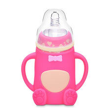 Load image into Gallery viewer, Baby Silicone Glass Bottles Drop-proof and Flatulence-proof Glass Baby Bottle