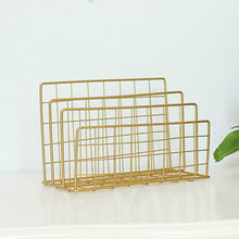 Load image into Gallery viewer, Wrought Iron Desktop Storage Rack Magazine Rack, Black, Gold