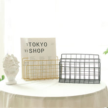 Load image into Gallery viewer, Wrought Iron Desktop Storage Rack Magazine Rack, Black, Gold