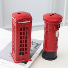 Load image into Gallery viewer, Retro Tin Alloy Telephone Booth Postbox Piggy Bank Decoration, Telephone Booth, Mailbox