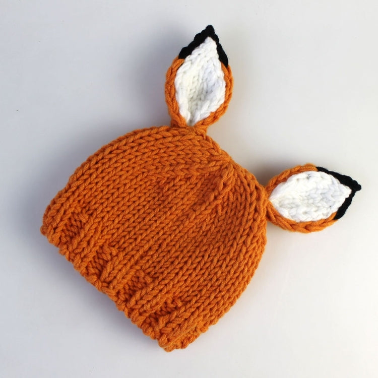 Children Photography Clothing Cartoon Fox Shape Handmade Wool Knit Hat + Pants Set