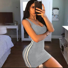 Load image into Gallery viewer, Striped Stitching Sexy Bag Hip Strap Dress, S, M, L, XL