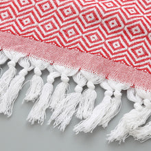 Load image into Gallery viewer, Striped Cotton Bath Towel With Tassels Thin Travel Camping Bath Sauna Beach Gym Pool Blanket Absorbent Easy Care