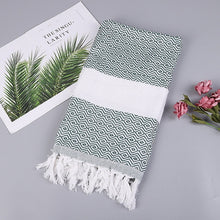 Load image into Gallery viewer, Striped Cotton Bath Towel With Tassels Thin Travel Camping Bath Sauna Beach Gym Pool Blanket Absorbent Easy Care