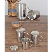 Load image into Gallery viewer, 304 Stainless Steel Double Insulation Coffee Drink Milk Water Mugs Durable Drinking Cup with Lid, 304 Stainless Steel 200ml, 304 Stainless Steel 300ml, 304 Stainless Steel 400ml