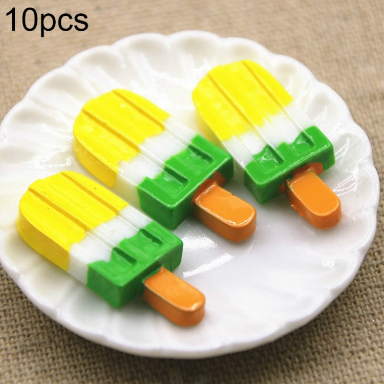 10 PCS Rainbow Ice Cream Stick Resin Flat Back Cabochon Imitation Dessert Art Decoration
