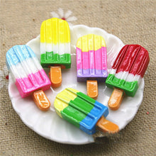 Load image into Gallery viewer, 10 PCS Rainbow Ice Cream Stick Resin Flat Back Cabochon Imitation Dessert Art Decoration