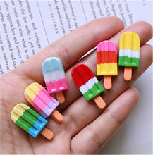 Load image into Gallery viewer, 10 PCS Rainbow Ice Cream Stick Resin Flat Back Cabochon Imitation Dessert Art Decoration