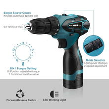 Load image into Gallery viewer, HILDA Electric Drill Cordless Screwdriver Lithium Battery Mini Drill Cordless Screwdriver Power Tools, EU Plug, 16.8V with Carton Box, 12V with Carton Box, 12V with Plastic Box, 16.8V with Plastic Box