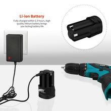 Load image into Gallery viewer, HILDA Electric Drill Cordless Screwdriver Lithium Battery Mini Drill Cordless Screwdriver Power Tools, EU Plug, 16.8V with Carton Box, 12V with Carton Box, 12V with Plastic Box, 16.8V with Plastic Box