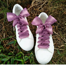 Load image into Gallery viewer, Gradient Color 4cm Width Satin Silk Ribbon Shoelaces Sneaker Sport Shoes White Shoes Laces, 60cm, 80cm, 100cm, 110cm, 120cm, 130cm