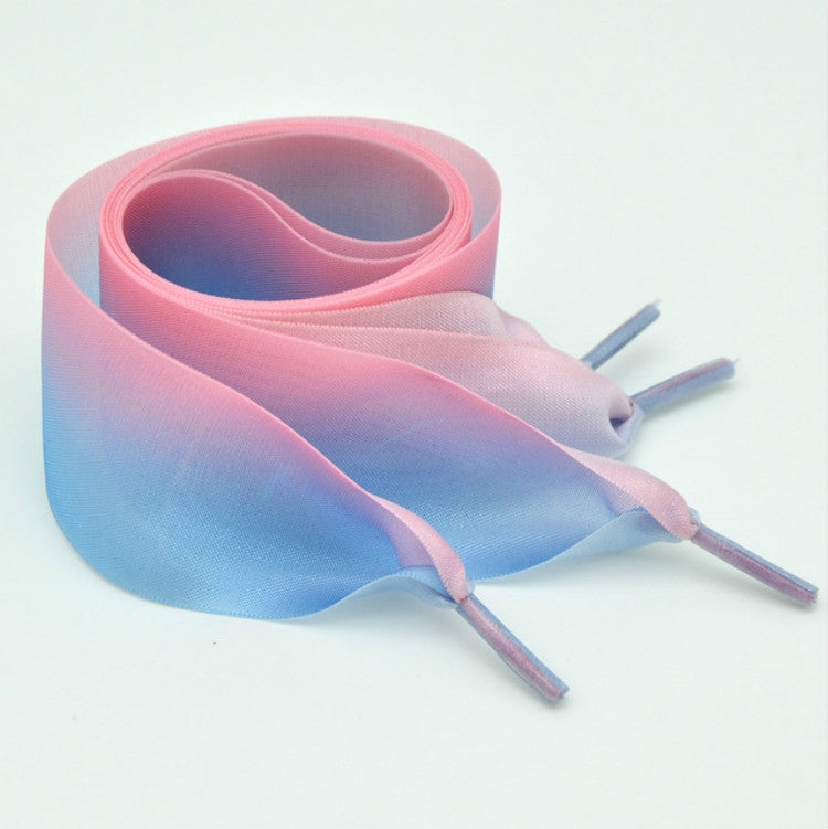 Gradient Color 4cm Width Satin Silk Ribbon Shoelaces Sneaker Sport Shoes White Shoes Laces, 60cm, 80cm, 100cm, 110cm, 120cm, 130cm