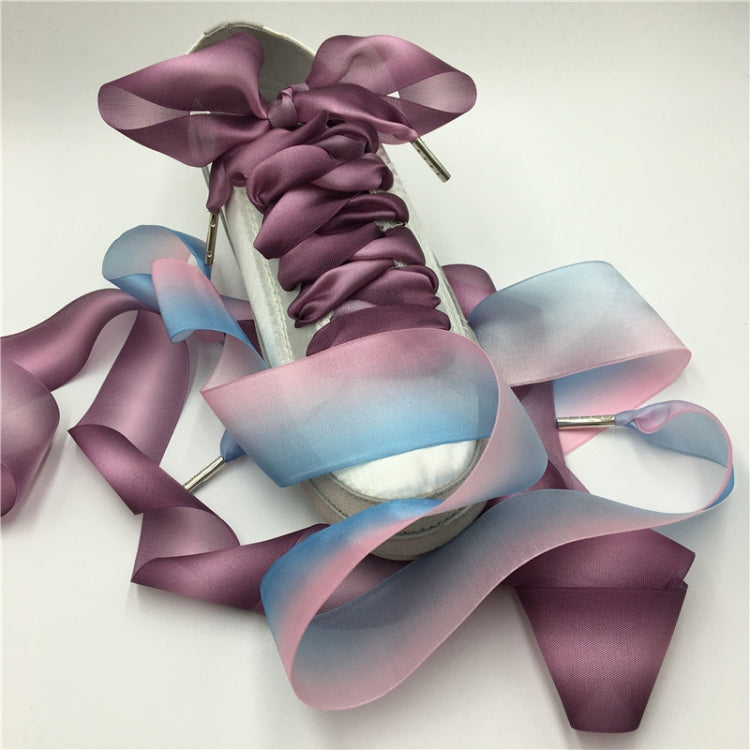 Gradient Color 4cm Width Satin Silk Ribbon Shoelaces Sneaker Sport Shoes White Shoes Laces