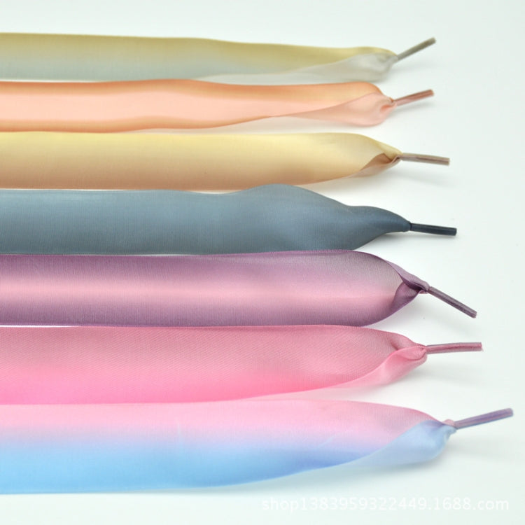 Gradient Color 4cm Width Satin Silk Ribbon Shoelaces Sneaker Sport Shoes White Shoes Laces
