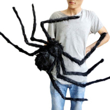 Load image into Gallery viewer, Creative Halloween Party Black Plush Spider Decoration, 15cm, 30cm, 50cm, 75cm, 90cm