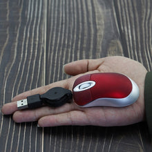 Load image into Gallery viewer, Mini Computer Mouse Retractable USB Cable Optical Ergonomic1600 DPI Portable Small Mice for Laptop